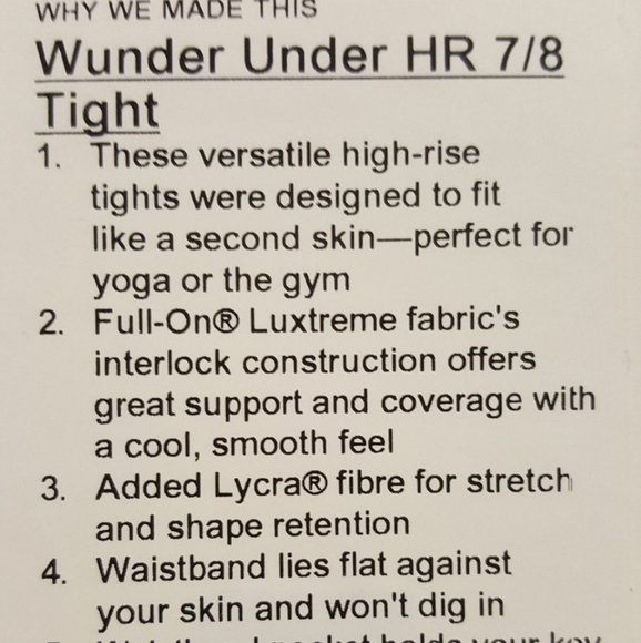 Wunder Under Hi-Rise 7/8 Tight 25" NWT - Picture 8 of 8